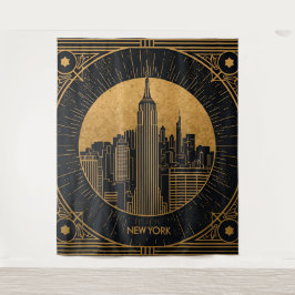 Black and Gold Art Deco Backdrop Wandteppich