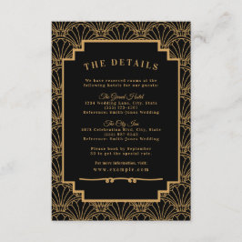 Black and Gold Art Deco Fan Blume Hochzeit Begleitkarte