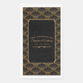 Black and Gold Art Deco Fan Blume Hochzeit Serviette