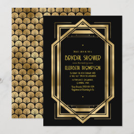 Black and Gold Art Deco Gold Bridal Shower Einladung