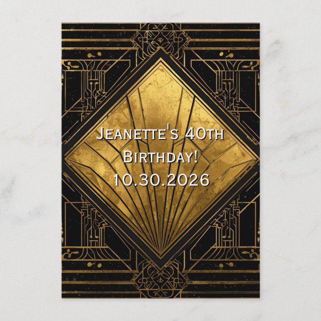 Black and Gold Art Deco Invitation (Devant)