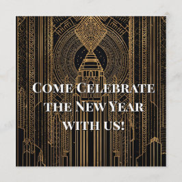Black and Gold Art Deco Invitation Einladung