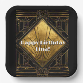 Black and Gold Art Deco Paper Napkins Pappteller