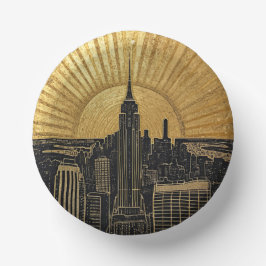 Black and Gold Art Deco Paper Plates Pappteller