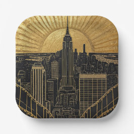 Black and Gold Art Deco Paper Plates Pappteller