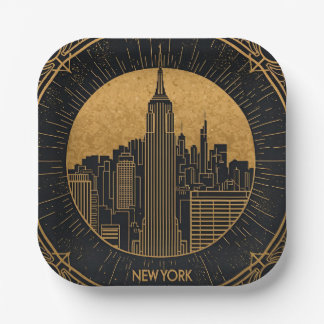 Black and Gold Art Deco Pappteller