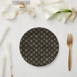 Black and Gold Art Deko Wedding Party Pappteller