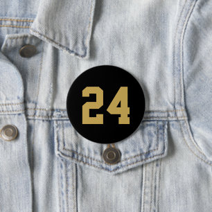 Black and Gold Athlete Jersey Number Button