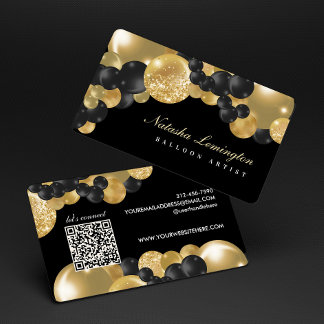 Black and Gold Balloon Garland Balloon Artist Visitenkarte