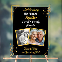 Black and Gold Balloons 50 Jahre Acrylschild