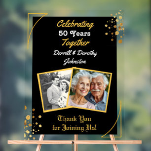 Black and Gold Balloons 50 Jahre Acrylschild
