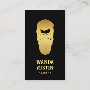 Black and Gold Barber Skull Barbershop Visitenkarte
