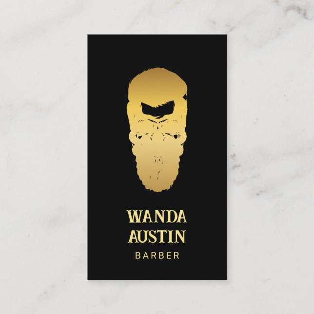 Black and Gold Barber Skull Barbershop Visitenkarte (Vorderseite)