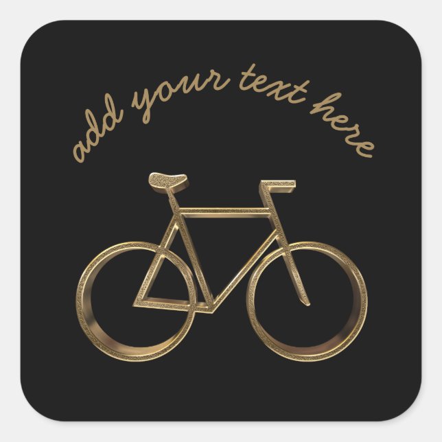 Black and Gold Bike Radfahrer Quadratischer Aufkleber (Vorderseite)