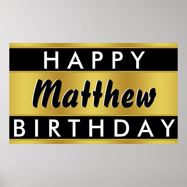 Black and Gold Birthday Banner Poster (Vorne)