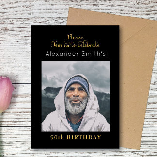 Black And Gold Birthday Einladung