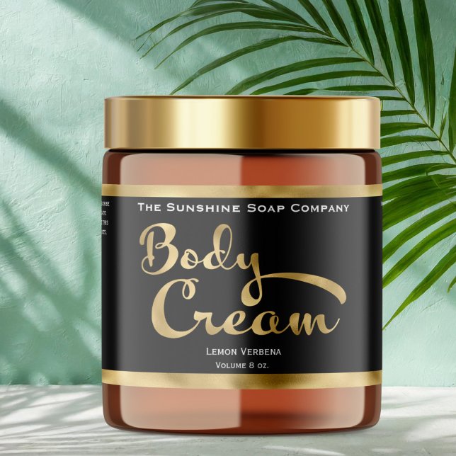 Black and Gold Body Creme Jar Label (Von Creator hochgeladen)