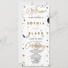 Black and Gold Celestial Wedding Program