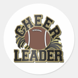 Black and Gold Cheader mit Fußball und Poms Runder Aufkleber