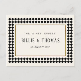 Black and Gold Checkerboard Border Foto Vielen Dan Postkarte