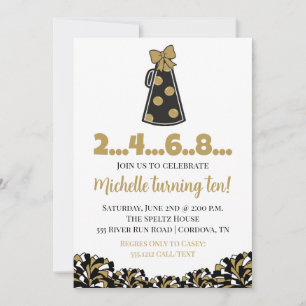Black and Gold-Cheer zum Geburtstag Einladung