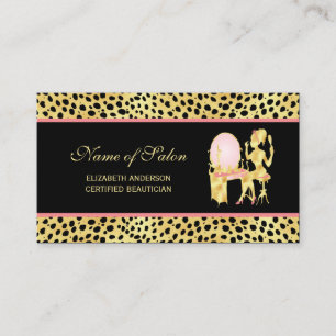 Black and Gold Cheetah Print Salon Woman Glamour Visitenkarte
