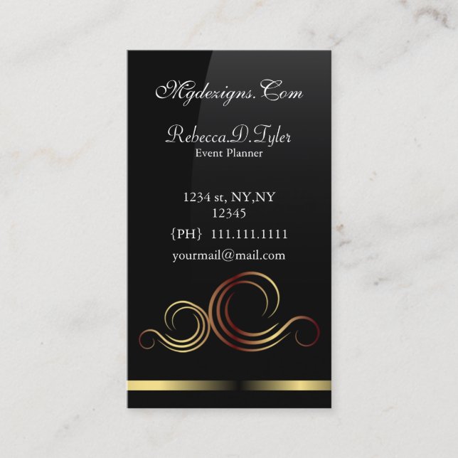 Black and Gold Chic Business Cards Visitenkarte (Vorderseite)