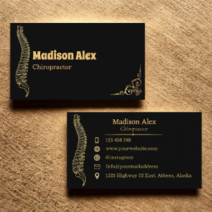 Black and Gold Chiropraktor Spine Therapeut Visitenkarte