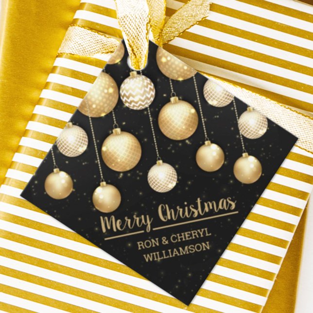 Black and Gold Christmas Ornaments Geschenkanhänger (Von Creator hochgeladen)