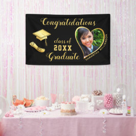 Black and Gold Class 2025 Grad Foto Abschluss Banner