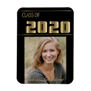 Black and Gold Classy Foto Abschluss -2020 Magnet