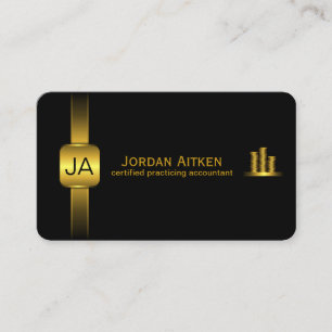 Black and Gold Coins Horizontal CPA Accountant Visitenkarte