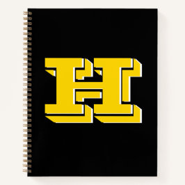 Black and Gold Collegiate Color Style Monogram Notizbuch