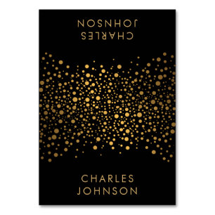 Black and Gold Confetti Dots PLATZKARTEN Tischnummer