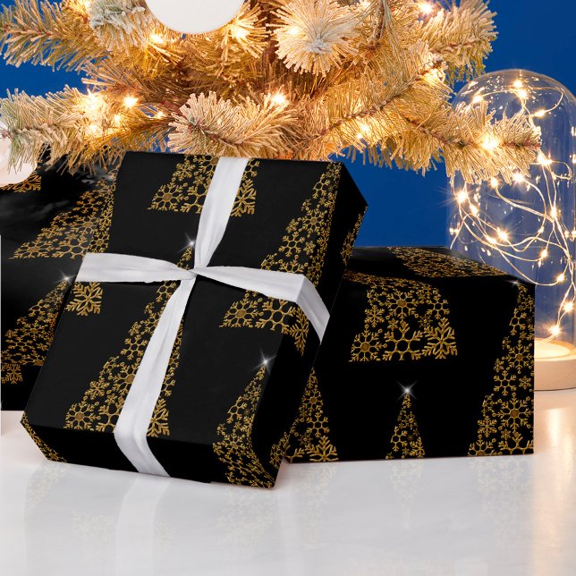 Black and Gold Contemporary Christmas Geschenkpapier (Von Creator hochgeladen)