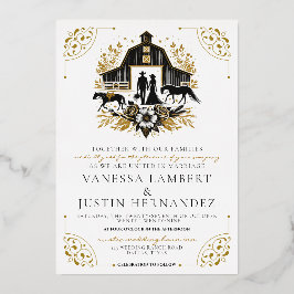 Black and Gold Country Wedding Folieneinladung