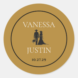 Black and Gold Country Wedding Runder Aufkleber