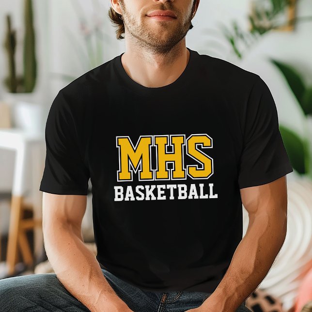 Black and Gold Custom Basketball Team Spirit T-Shirt (Von Creator hochgeladen)