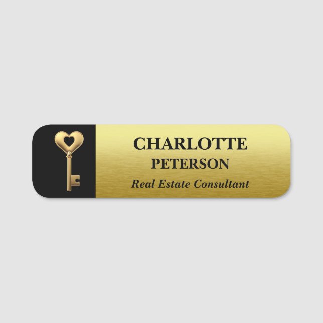 Black and Gold Custom Realtor oder Real Anwesen Namensschild (Vorderseite)