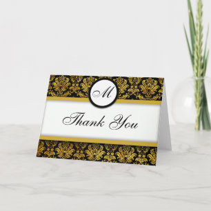 Black and Gold Damask Vielen Dank an Ihre Karten