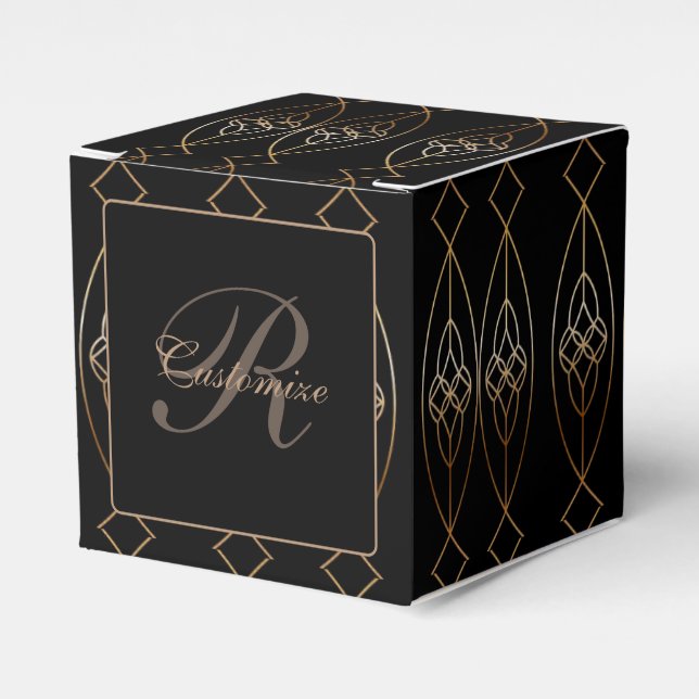 Black and Gold Deko Cube Geschenkschachtel (Vorderseite)