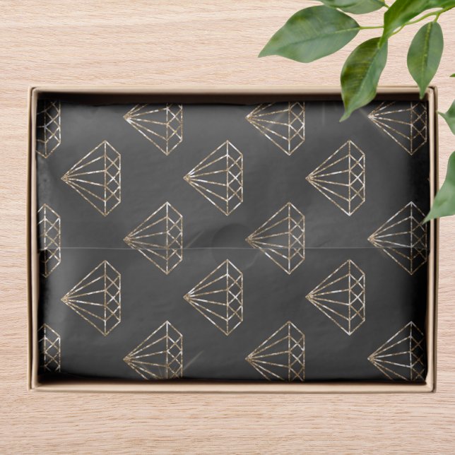 Black and Gold Diamond Elegante Hochzeitsfeier Ver Seidenpapier (Von Creator hochgeladen)