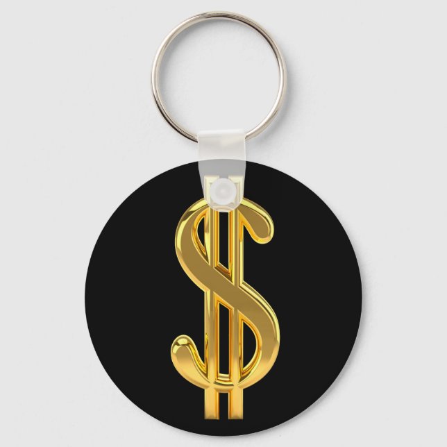 Black and Gold Dollar Sign Schlüsselanhänger (Vorderseite)
