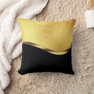 Black and Gold Dynamic Stripe Kissen