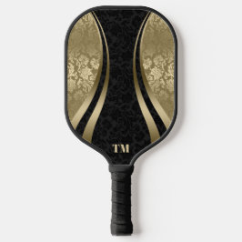 Black and Gold Dynamic Stripes Damasks Pickleball Schläger