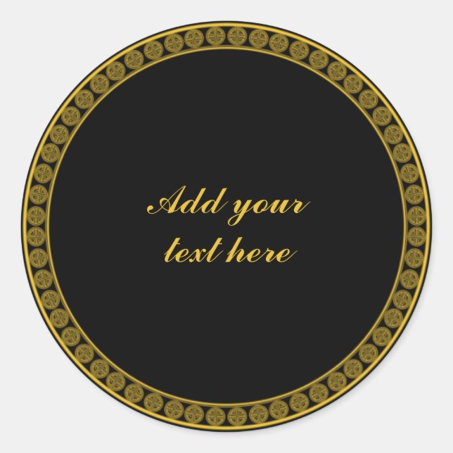 Black and Gold Elegance, Customize, Runder Aufkleber (Vorderseite)