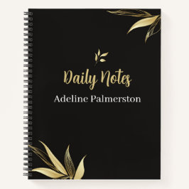 Black and Gold Elegant Daily Planner Notebook Notizbuch