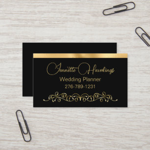 Black and Gold Elegante Wedding Planner Visitenkarte