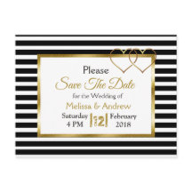Black and Gold Enregistrer la date Cartes postales