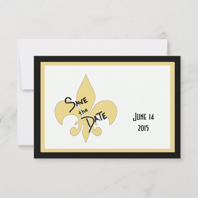 Black and Gold Fleur de Lis Enregistrer les cartes (Devant)